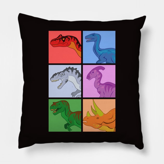 Dinosaur Squares Pillow by SakuraDragon