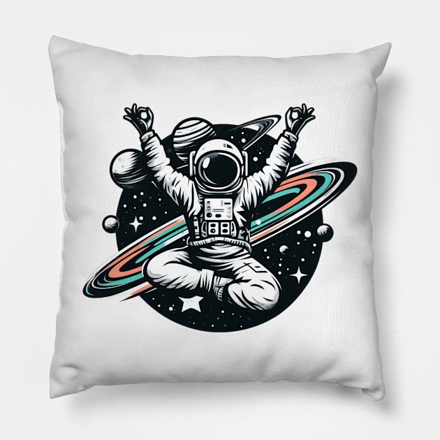 Yoga astronaut space Pillow by Evgmerk