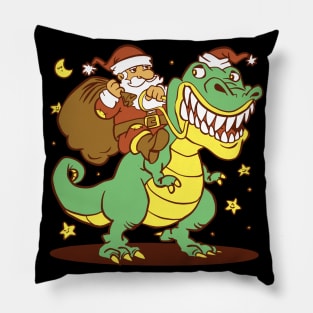 Funny Santa riding T-rex Pillow