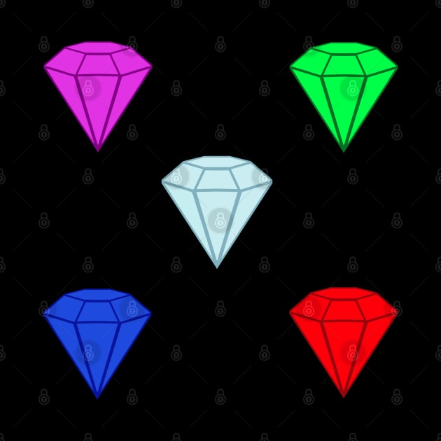 Gemstone Set.  Ruby, Emerald, Sapphire, Amethyst and Diamond. (Black) by Art By LM Designs 