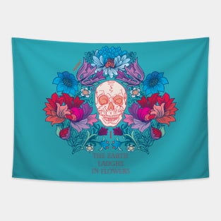 Skull flowers colorful edition Tapestry