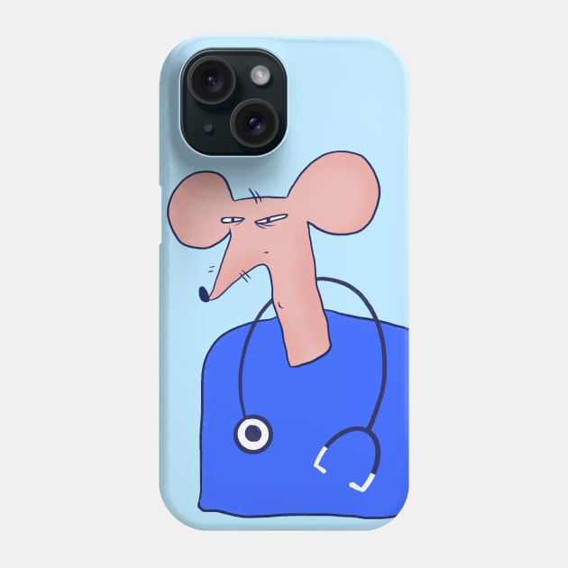 Funny and suspicious skinny rat doctor in blue sweater. Phone Case by iulistration