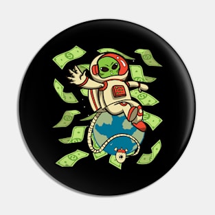 Alien Earth Planet Money Lover Investing Expert Space Money Pin