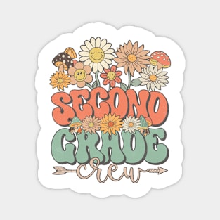 Back To School Retro Groovy Wildflower Second Grade Crew Funny Teacher Girls Magnet