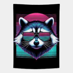 Cool Retro Wave Raccoon Tapestry