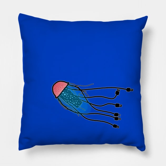 electric jellyfish Pillow by NoirPineapple