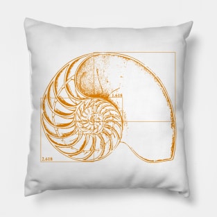 Fibonacci on a nautilus shell (orange) Pillow