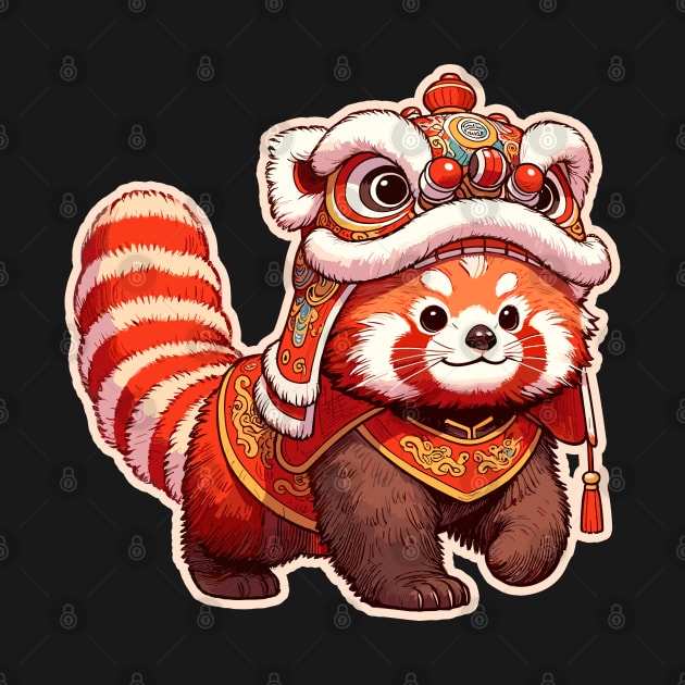 Red Panda Lion Dance for Chinese New Year 2024 by Half Sugar Boba