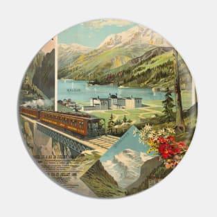 Engadine-Express Switzerland Vintage Poster 1890 Pin