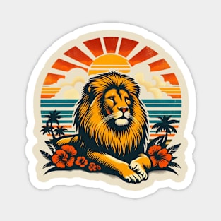 Majestic Lion Sunset Retreat - Tropical Paradise Magnet