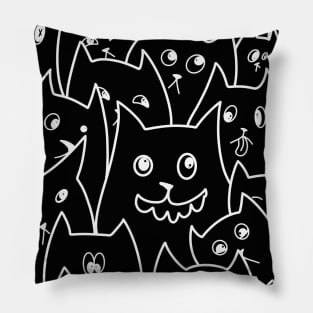 Cartoon Qute Cat Doodle / Cats illustration / Cat line art Pillow