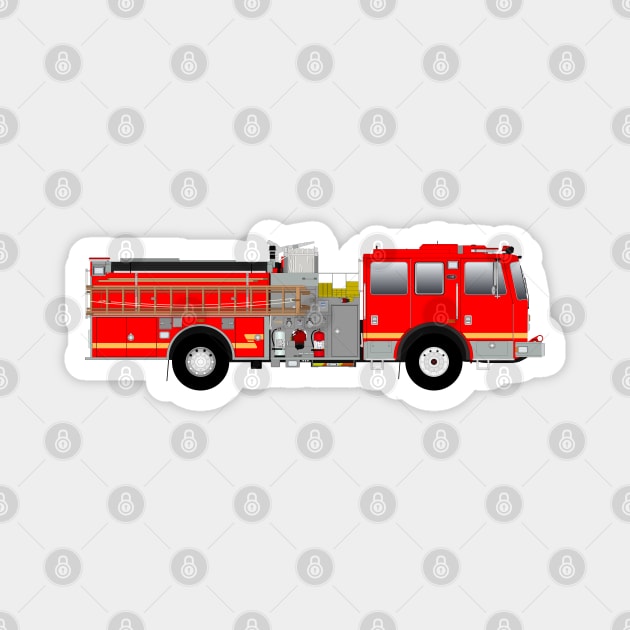 Red Fire Engine (with yellow stripe) Magnet by BassFishin