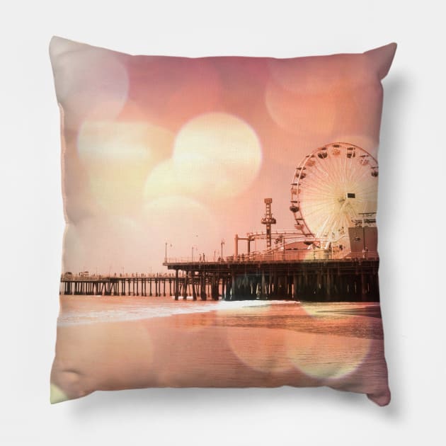 Sparkling pink Santa Monica Pier Pillow by Christine aka stine1