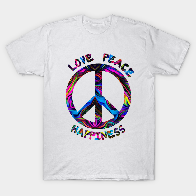 Discover Love Peace Happiness I 60s 70s Peace Tie Dye Costume Design - Peace - T-Shirt