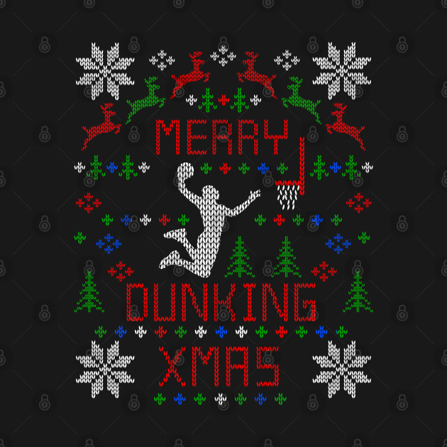 Discover Merry Dunking Christmas Basketball Ugly Christmas Sweater Design - Basketball Ugly Christmas Sweater - T-Shirt