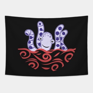 Friendly Purple Octopus Tapestry