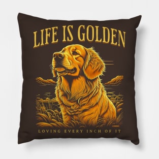 Golden Retriever Dog Retro Vintage Style Monochrome Graphics Pillow