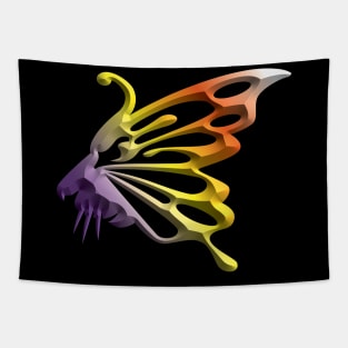 Wolf and butterfly 3d super soft blend drawing cute cool colorful Tapestry