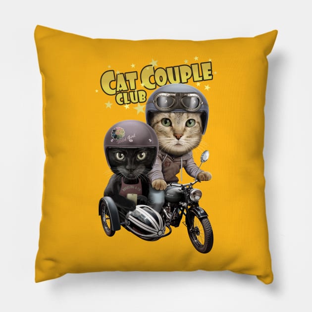 CAT COUPLE CLUB Pillow by ADAMLAWLESS