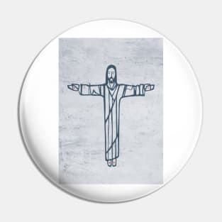 Jesus Christ with open arms illustration Pin