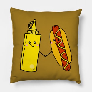 Hot Dog and Mustard Food Love Pillow