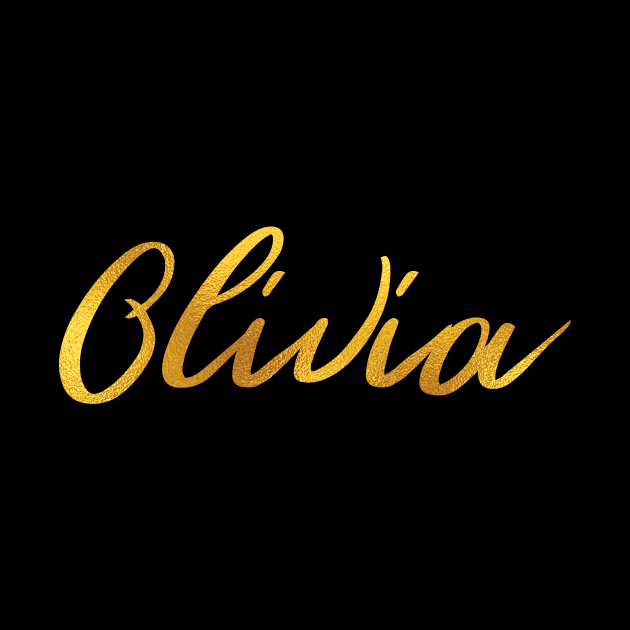 Olivia Name Hand Lettering in Faux Gold Letters by Pixel On Fire