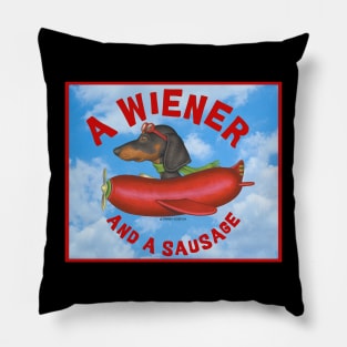 Cute Funny Dachshund Wiener Dog in Sausage Plane Pillow