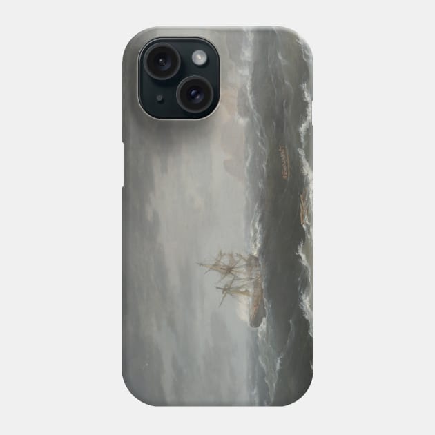 Shipwreck Near a Rocky Coast by Thomas Birch Phone Case by Classic Art Stall