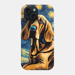 Bloodhound Dog Breed Painting in a Van Gogh Starry Night Art Style Phone Case