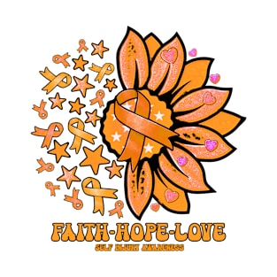 Self Injury Awareness - Faith love hope sunflower ribbon T-Shirt