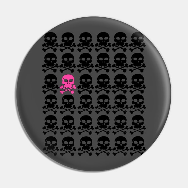 Black Skulls with One Pink Skull Pin by Scarebaby