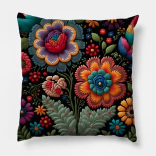 Botanical vintage Ethnic embroidery Floral design 4 Pillow