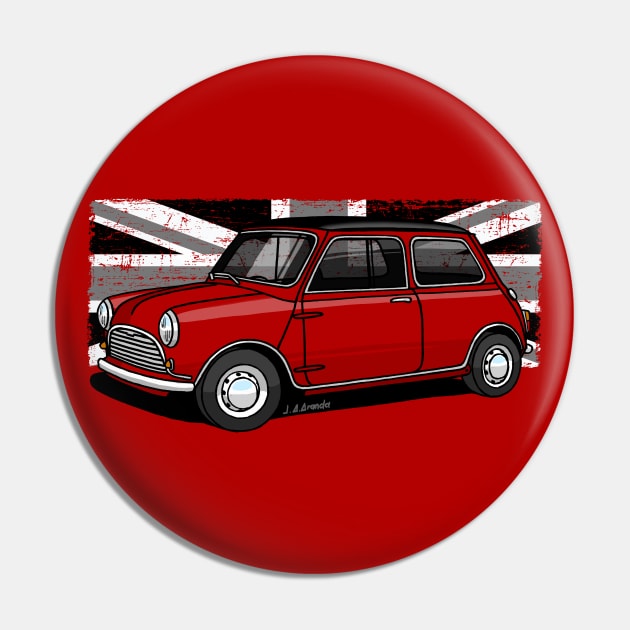 The classic English sport utility vehicle with Union Jack background Pin by jaagdesign