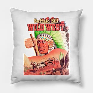 Wild West Desert Cactus American Indian Horseback Western Cowboy Vintage Retro Comic Pillow