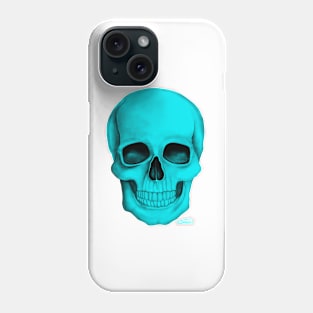 Turquoise Skull (On White Background) Phone Case