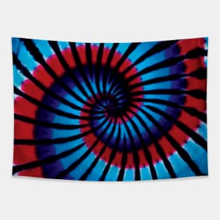 Cyan Purple Red Black Spiral Tie Dye Tapestry