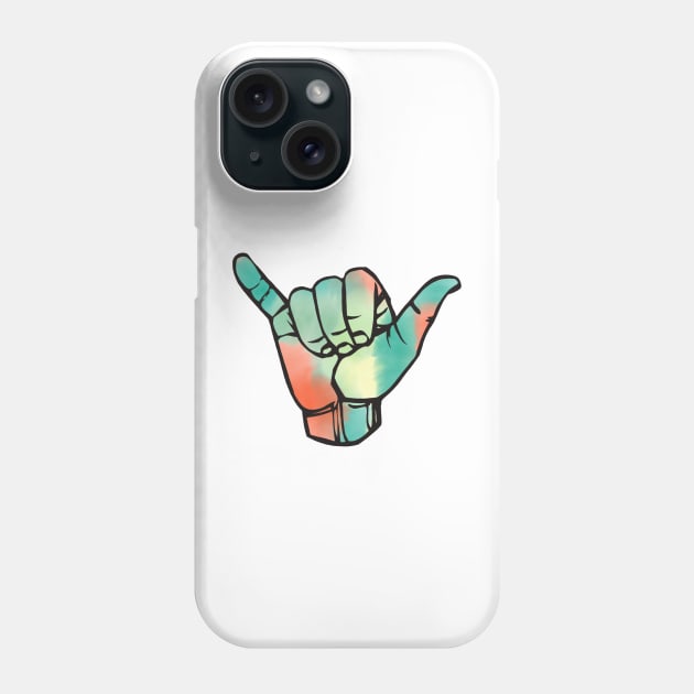 Brick and Teal Tie Dye Shaka Phone Case by JuliesDesigns