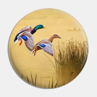 Male and Female Mallard Ducks Pin