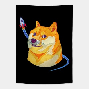 Dogecoin To The Moon Tapestry