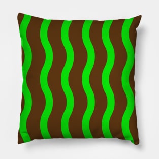 Green and Brown Wavy Lines Pillow