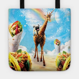 Pug Riding Unicorn Giraffe in the World of Mexican Dishes Tote