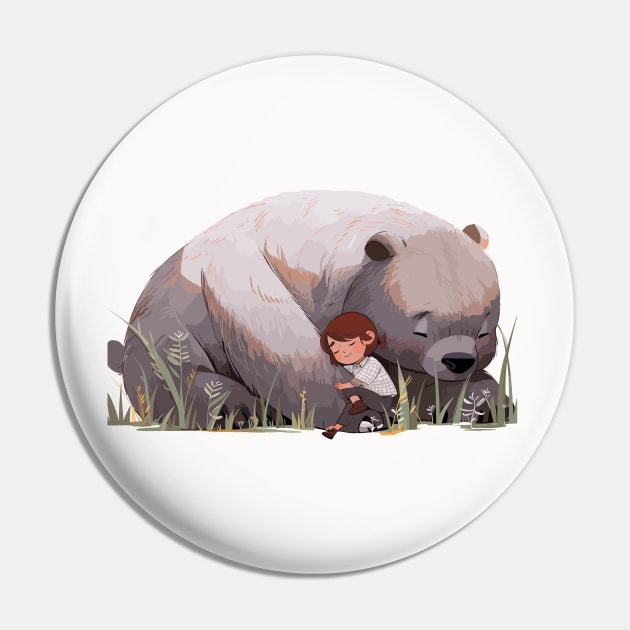 Adorable Grizzly Bear Animal Loving Cuddle Embrace Children Kid Tenderness Pin by Cubebox