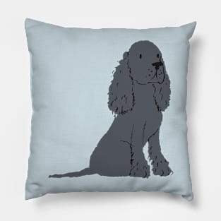 Black Cocker Spaniel Illustration Pillow