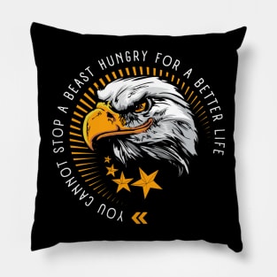 Golden Eagle with Stars and Quote Pillow