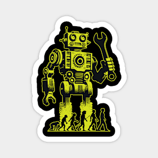 Evolution of Technology - Funny Retro Robot Mechanic Humor Magnet