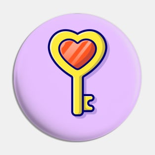 Love Key Cartoon Vector Icon Illustration Pin