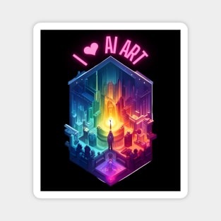 I ❤ AI Art Love Heart Digital Artist Artifial Intelligence Magnet