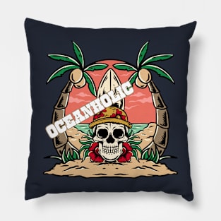 "Oceanoholic" Beach and Surf Design Pillow