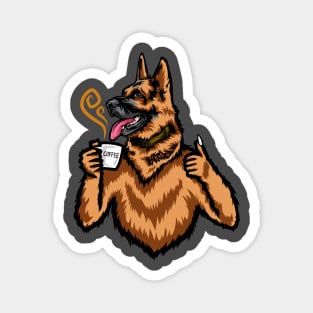 German Shepherd Coffee Design Drawing Portrait Head Funny Magnet