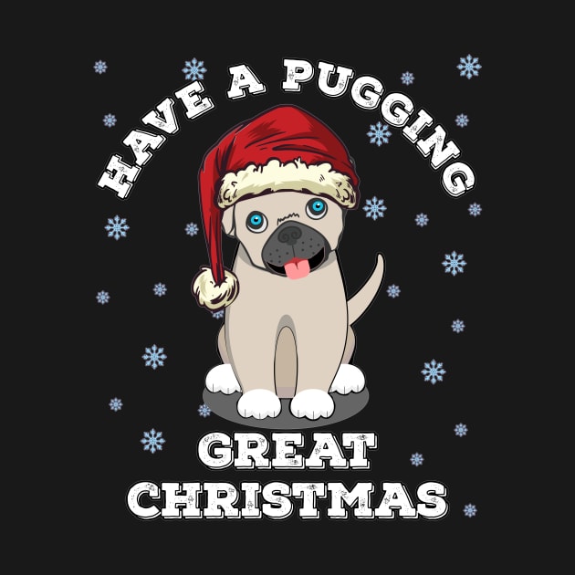 Christmas cute pug dog with santa hat by MGO Design